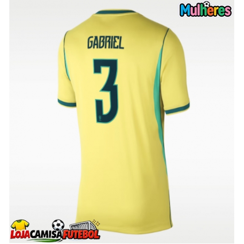 Camisa de Futebol Brasil Gabriel Magalhaes #3 Equipamento Principal Mulheres Mundo 2026 Manga Curta